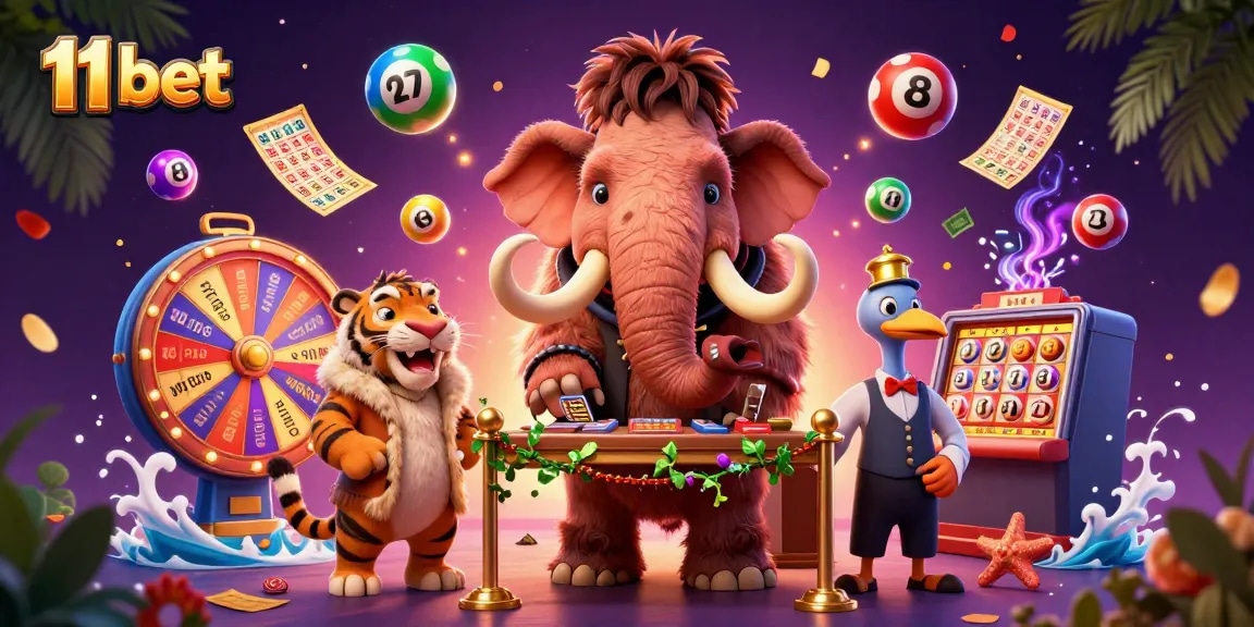 Engage in thrilling gameplay at 11 bet with captivating casino characters and vibrant lottery elements.