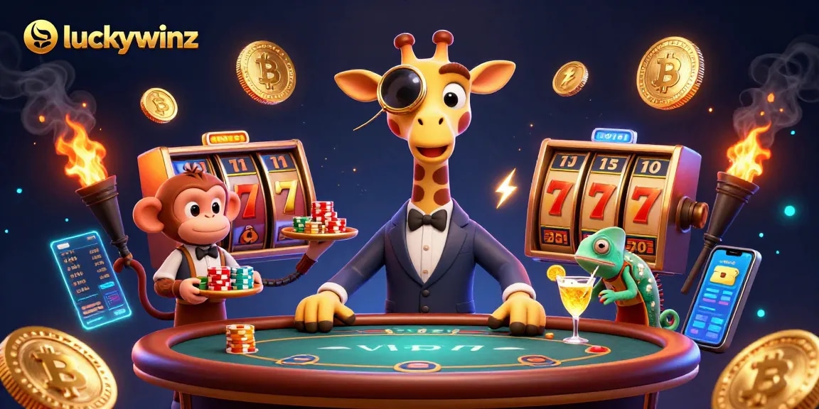 Experience thrilling gameplay with luckywinz at the ultimate casino, featuring vibrant characters and exciting slot elements.