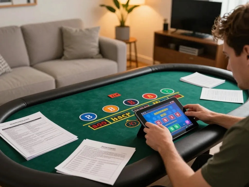 Go88 online player engaging in a live baccarat game with strategic notes nearby