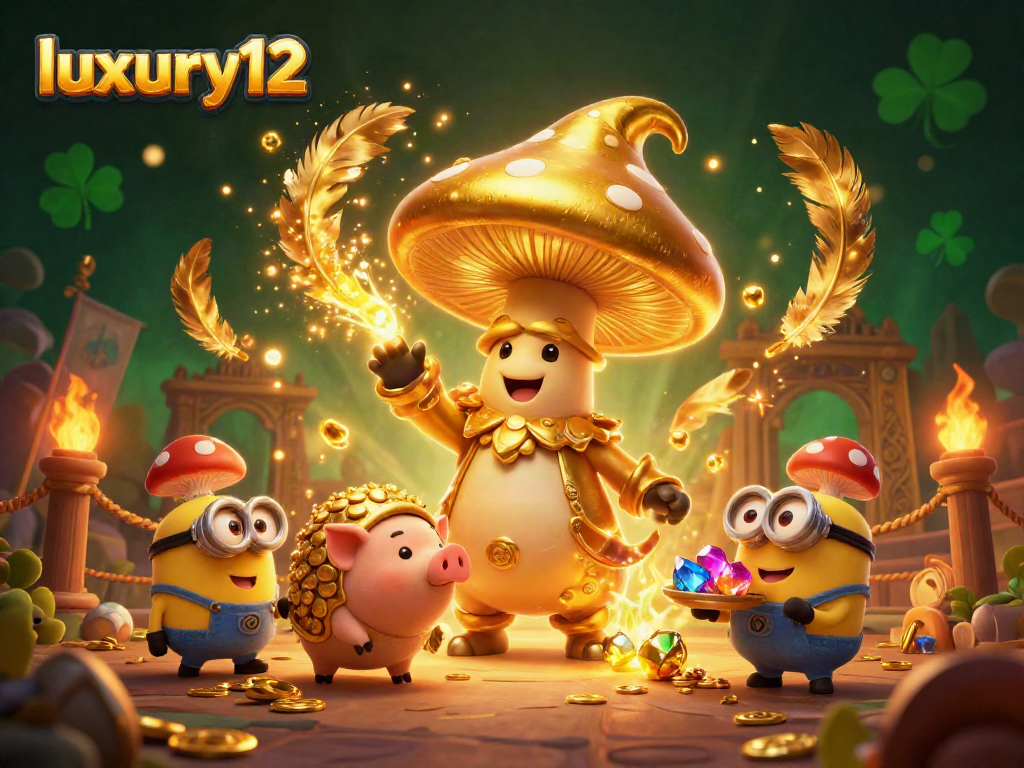 Experience excitement with luxury12 as the golden wizard channels treasure magic in a vibrant casino scene.