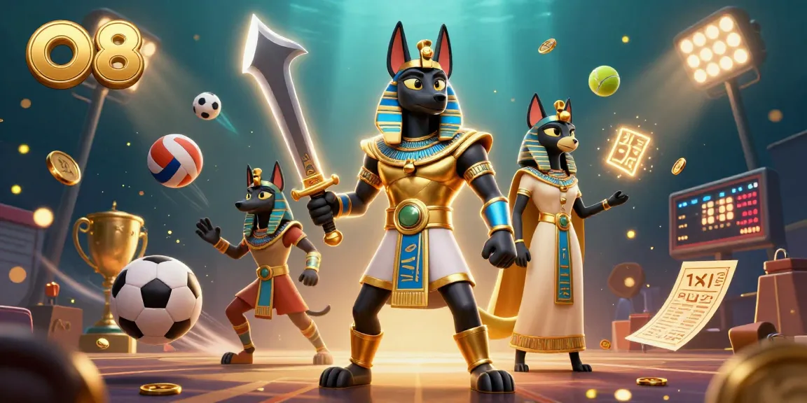 Experience O8 with Anubis and Bastet in a rich 3D casino environment packed with sports elements.
