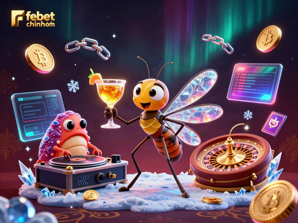 Engage with Febet chính thức through this vibrant 3D casino scene featuring iconic characters and elements.