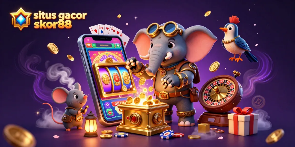 Spark winning strategies with the vibrant scene showcasing situs gacor skor88's dynamic slot action and characters engaged in play.