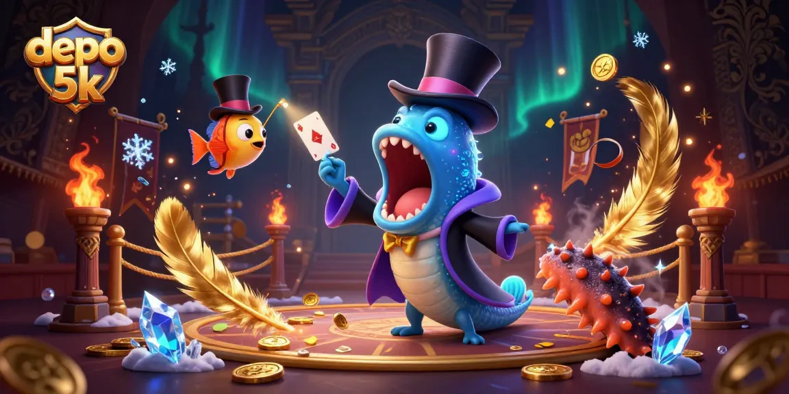 Experience the magic of depo 5k in a vibrant casino world with captivating characters and elements.