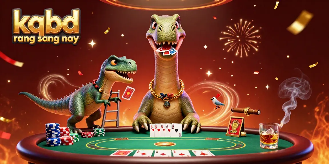 Experience the excitement of kqbd rang sang nay with this vibrant casino scene featuring dinosaurs and poker elements.