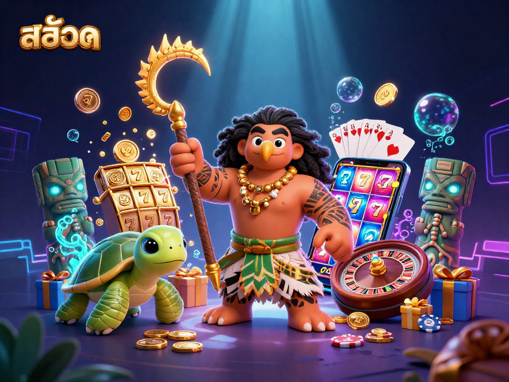 Experience exciting สล็อต games featuring vibrant characters and golden coins cascading in action.
