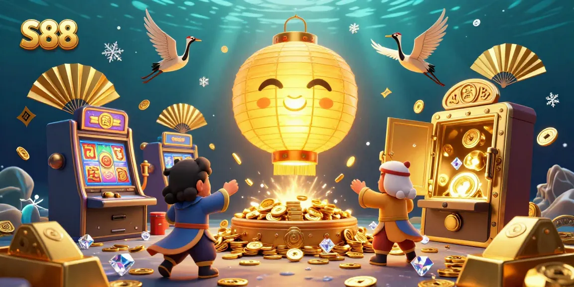 S88 players enjoy spinning slot machines with gold treasures and lucky symbols.
