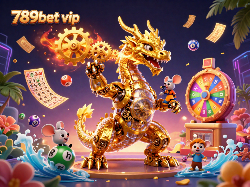 Engage with 789bet vip through a vibrant scene of lottery excitement, showcasing dynamic elements like lottery balls and bingo cards.