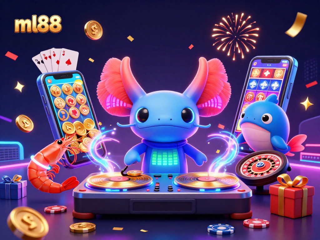 Engage with ml88's thrilling underwater casino scene featuring vibrant characters and energetic gaming elements.