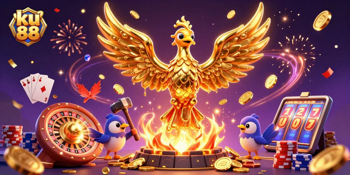 Experience thrilling casino action with ku 88, featuring golden phoenix and dynamic game elements.