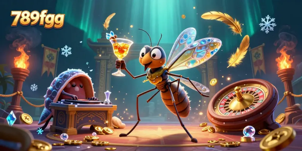 Engage in thrilling games at 789f gg with a vibrant casino scene featuring unique characters and dynamic elements.