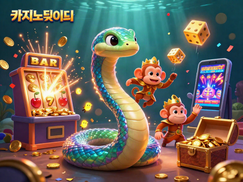 카지노사이트에서 화려한 슬롯과 상금을 강조한 즐거운 3D 일러스트