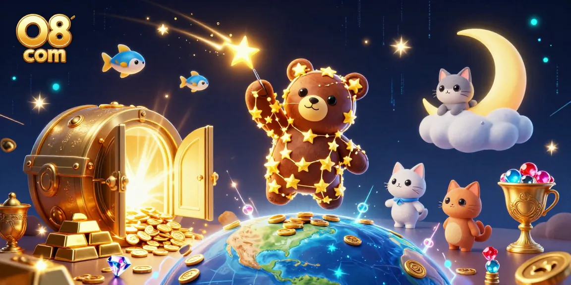 Catch big wins with O8 com while enjoying an exciting 3D illustration of casinos and rewards.
