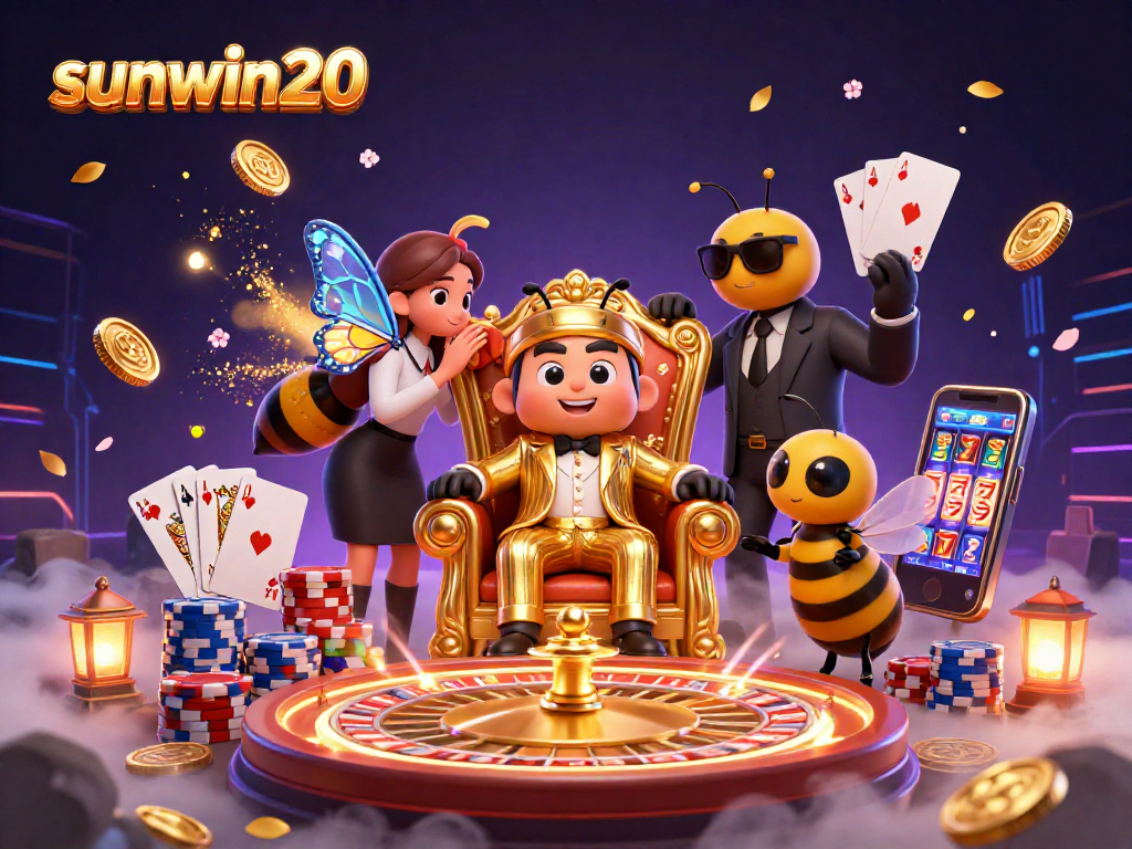 Experience the excitement of sunwin20 with a buzzing casino scene filled with lucky slots and thrilling games.
