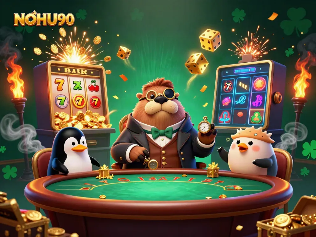 Experience thrilling gameplay with NOHU90 featuring a jolly walrus at an underwater poker table.