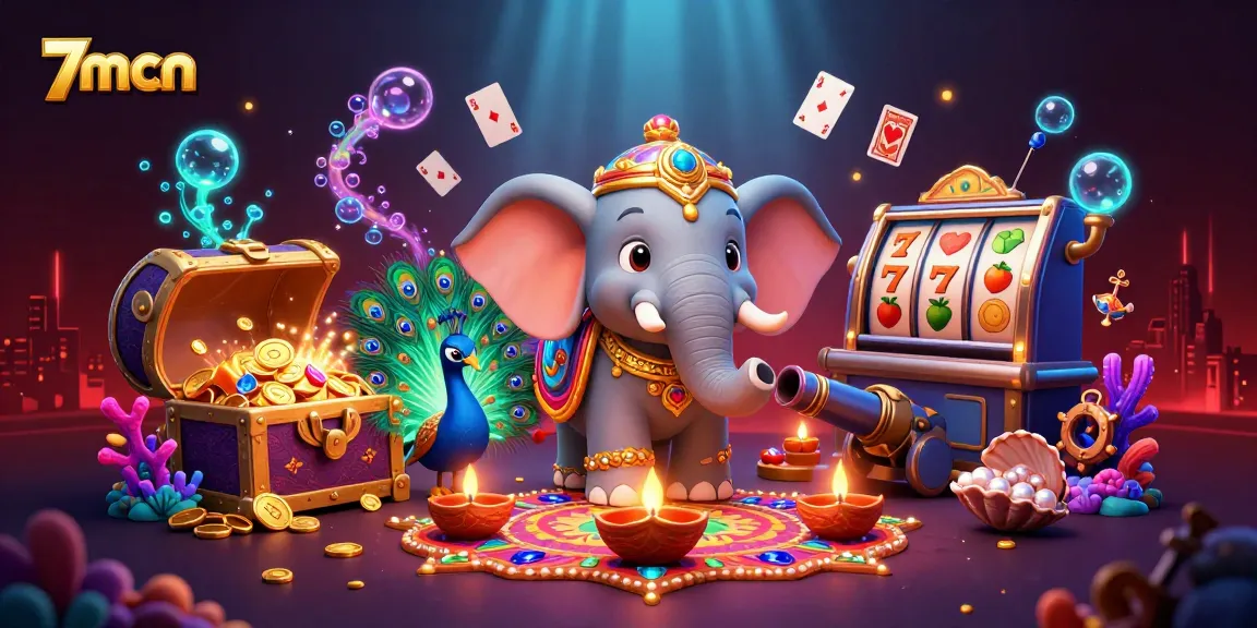 Engage with 7mcn's vibrant casino adventure, featuring an ornate elephant and dynamic game elements.