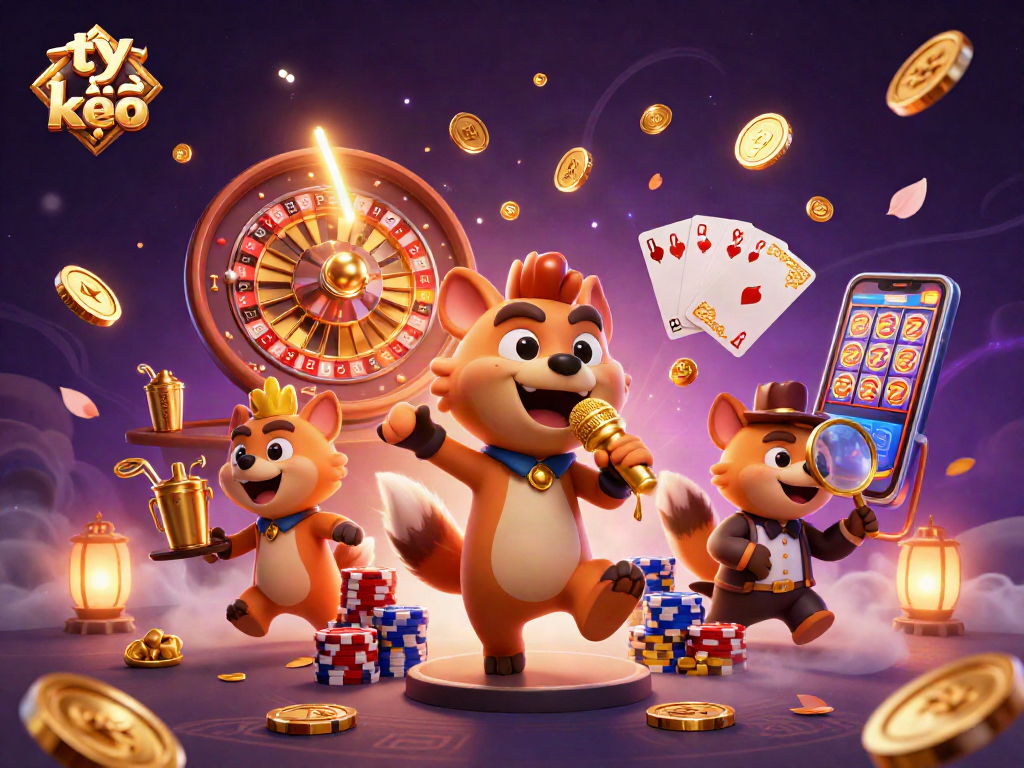 Experience thrilling tỷ lệ kèo sports betting with lively hyena characters in a vibrant casino scene.