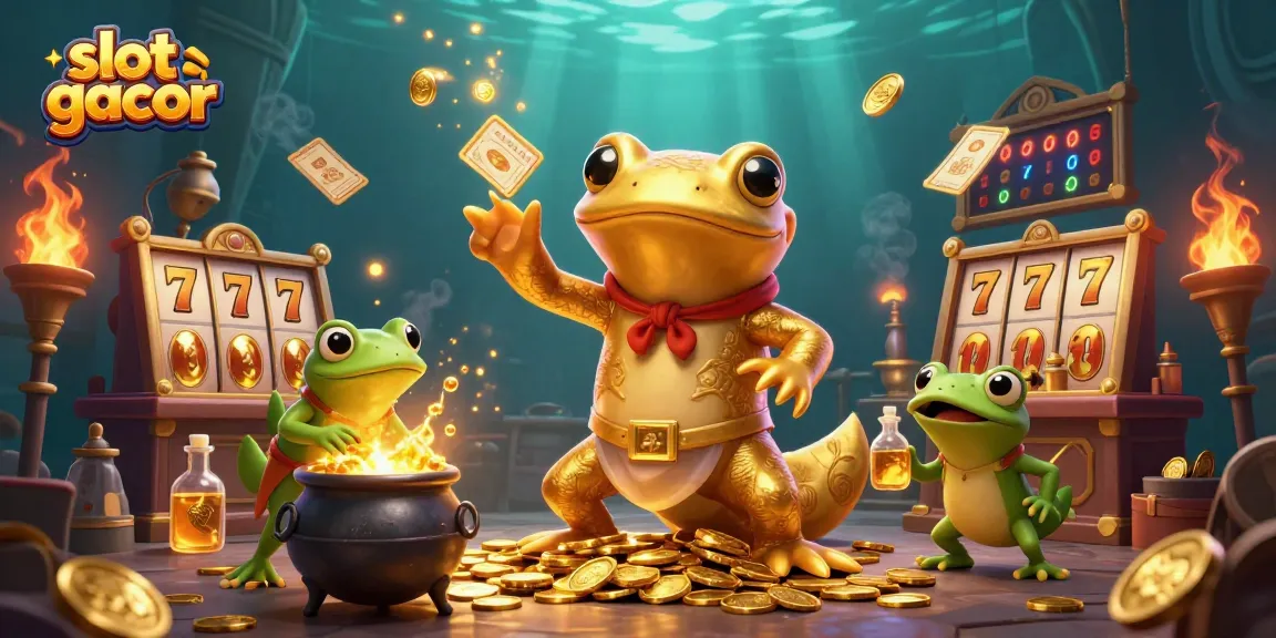 Engage dynamically with slot gacor elements in a vibrant 3D illustration showcasing excitement and winning.