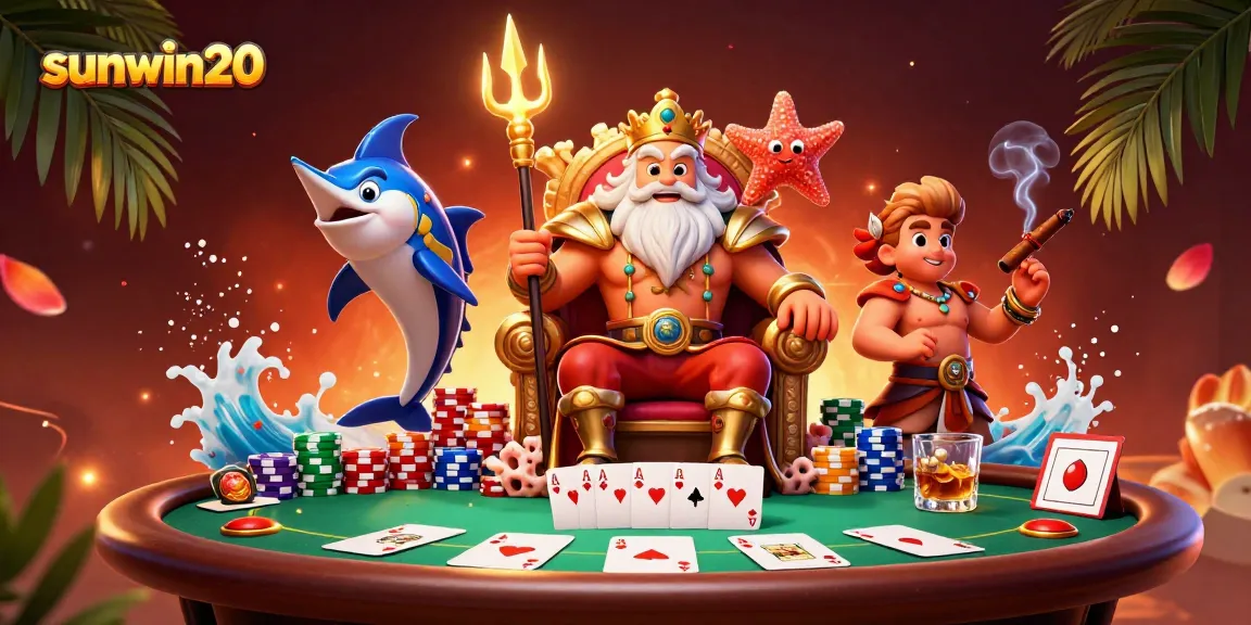 Experience thrilling gameplay with sunwin20 at a vibrant poker scene featuring Neptune and dynamic casino elements.