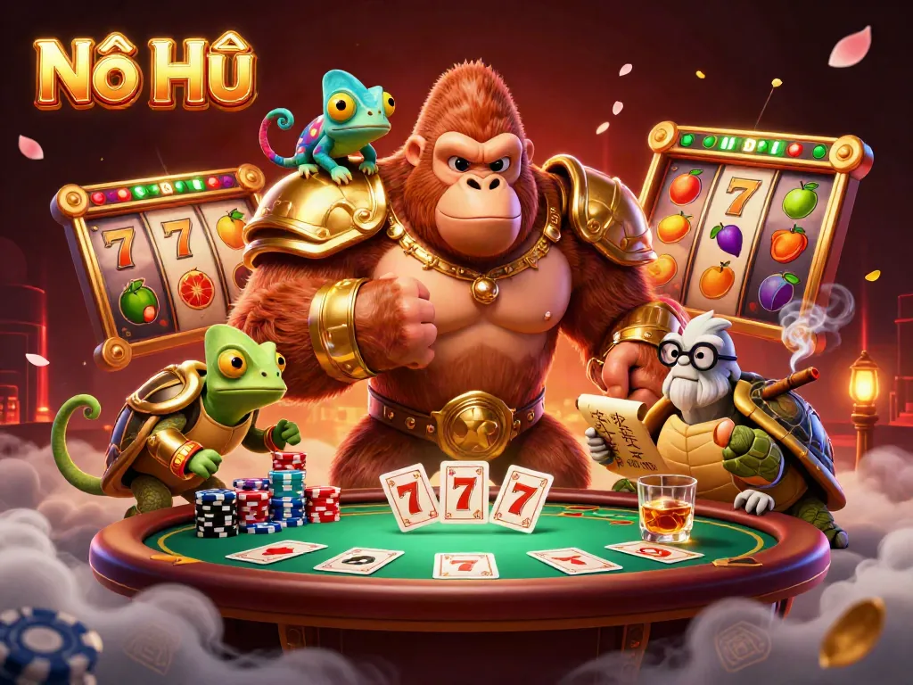 Engage in thrilling Nổ Hũ jackpots with vibrant reels, colorful characters, and dynamic gameplay.