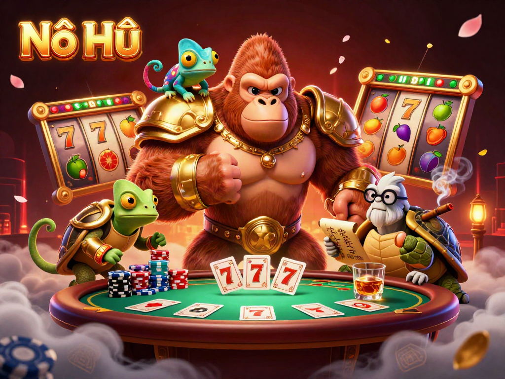 Engage in thrilling Nổ Hũ jackpots with vibrant reels, colorful characters, and dynamic gameplay.