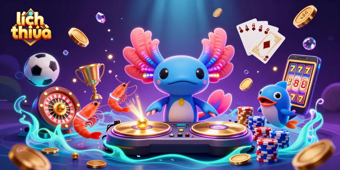 Experience the excitement of lịch thi đấu with a vibrant online casino scene featuring colorful characters and dynamic gaming elements.